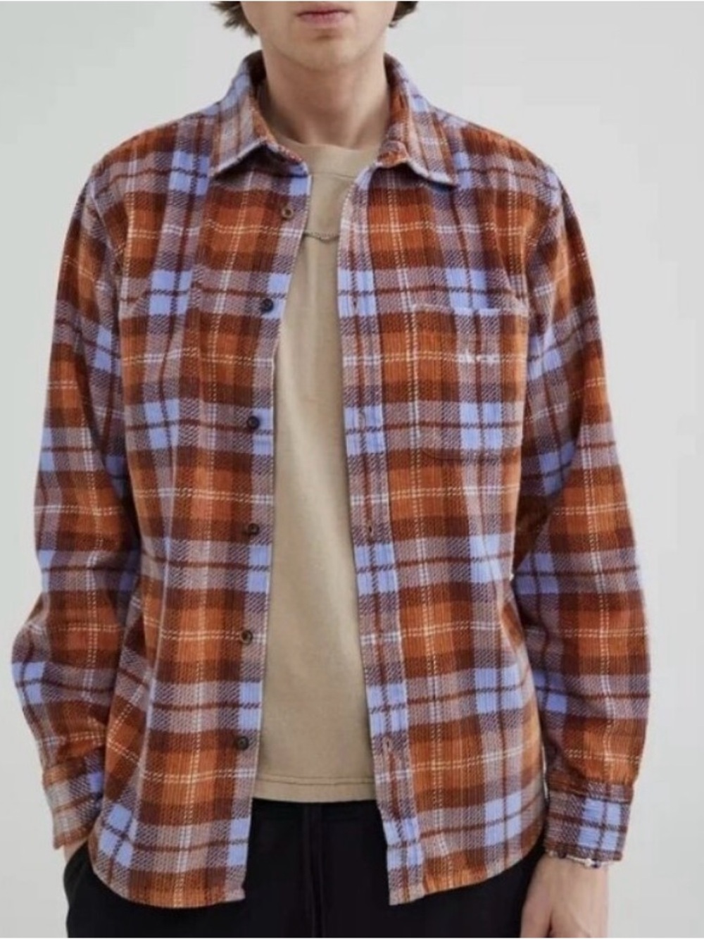 Obey, Andrew Plaid Corduroy Shirt, Copper Multi, sz M